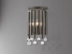 MeineWunschleuchte Elegante LED Wandleuchte 2-flammig Mit Filigranem Kristallglas Braun, Höhe 31cm -Bestes Beleuchtungs Geschäft elegante led wandleuchte 2 flammig mit filigranem 1 2