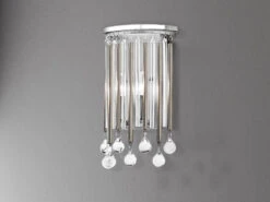 MeineWunschleuchte Elegante LED Wandleuchte 2-flammig Mit Filigranem Kristallglas Chrom, Höhe 31cm -Bestes Beleuchtungs Geschäft elegante led wandleuchte 2 flammig mit filigranem 1 6