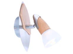 Globo Elegante Wandleuchte / Wandstrahler LORD, Nickel Matt / Holz, Schirm Satiniert