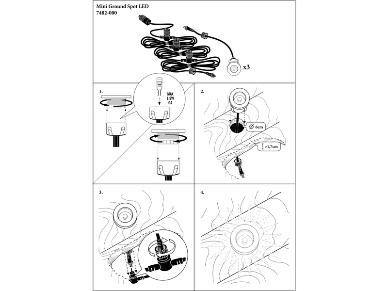 Konstsmide Erweiterungs 3er SET Mini Bodeneinbauspots Edelstahl/Glas Ø7cm IP44, G4 9 Konstsmide Erweiterungs 3er SET Mini Bodeneinbauspots Edelstahl/Glas Ø7cm IP44, G4 – Bild 7
