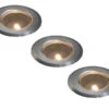 Konstsmide Erweiterungs 3er SET Mini Bodeneinbauspots Edelstahl/Glas Ø7cm IP44, G4
