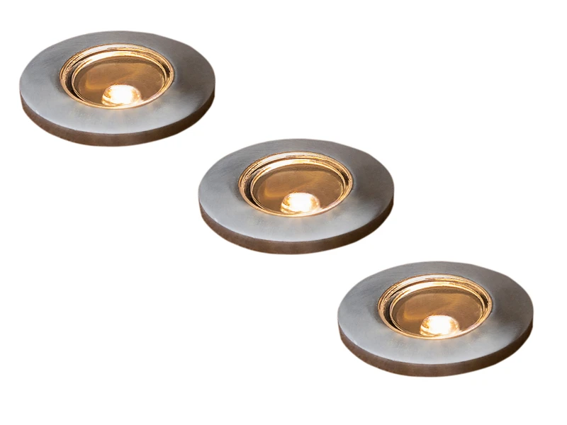 Konstsmide Erweiterungs 3er SET Mini Bodeneinbauspots Edelstahl/Glas Ø3,5cm IP44, G4 3 Konstsmide Erweiterungs 3er SET Mini Bodeneinbauspots Edelstahl/Glas Ø3,5cm IP44, G4