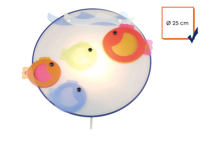 Niermann Farbenfrohe LED Wandleuchte Ø25cm Bruchsicherer Schirm Applikation KLEINE FISCHE 4 Niermann Farbenfrohe LED Wandleuchte Ø25cm Bruchsicherer Schirm Applikation KLEINE FISCHE – Bild 2