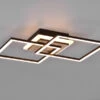 Reality Leuchten Flache LED Deckenleuchte GIRO Schwarz Holz Optik Fernbedienung Breite 57cm