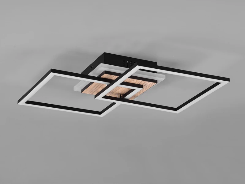 Reality Leuchten Flache LED Deckenleuchte GIRO Schwarz Holz Optik Fernbedienung Breite 57cm 6 Reality Leuchten Flache LED Deckenleuchte GIRO Schwarz Holz Optik Fernbedienung Breite 57cm – Bild 4
