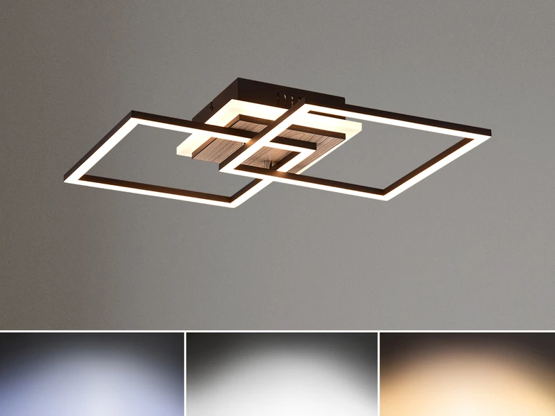 Reality Leuchten Flache LED Deckenleuchte GIRO Schwarz Holz Optik Fernbedienung Breite 57cm 11 Reality Leuchten Flache LED Deckenleuchte GIRO Schwarz Holz Optik Fernbedienung Breite 57cm – Bild 9