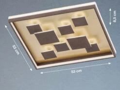 Fischer & Honsel Flache LED Deckenleuchte RICO Quadrat 53cm Braun Rost Dimmbar über Schalter -Bestes Beleuchtungs Geschäft flache led deckenleuchte rico quadrat 53cm braun r 2