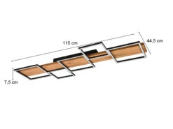 Trio Leuchten Flache LED Deckenlleuchte HARPER Dimmbar Holzbrett Naturbelassen, Breite 115cm -Bestes Beleuchtungs Geschäft flache led deckenlleuchte harper dimmbar holzbrett 3