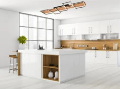 Trio Leuchten Flache LED Deckenlleuchte HARPER Dimmbar Holzbrett Naturbelassen, Breite 115cm -Bestes Beleuchtungs Geschäft flache led deckenlleuchte harper dimmbar holzbrett 7