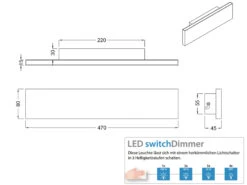 Trio Leuchten Flache LED Wandleuchte 2er Set Up & Down Light Weiß Matt - 3 Stufen Dimmer 47cm -Bestes Beleuchtungs Geschäft flache led wandleuchte 2er set up down light weiss 2