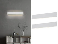 Trio Leuchten Flache LED Wandleuchte 2er Set Up & Down Light Weiß Matt - 3 Stufen Dimmer 47cm