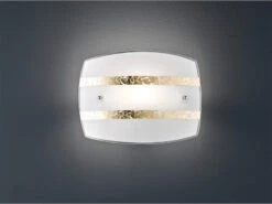 Trio Leuchten Flache Wandleuchte NIKOSIA Mit Glas Lampenschirm Weiß-Gold, 30x22cm
