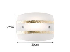 Trio Leuchten Flache Wandleuchte NIKOSIA Mit Glas Lampenschirm Weiß-Gold, 30x22cm -Bestes Beleuchtungs Geschäft flache wandleuchte nikosia mit glas lampenschirm w 7