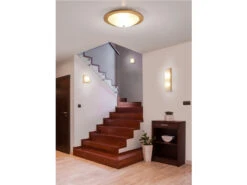 Trio Leuchten Flache Wandleuchte PALI Holzlampe Natur Mit Glasschirm Weiß, 45x14 Cm -Bestes Beleuchtungs Geschäft flache wandleuchte pali holzlampe natur mit glassc 5