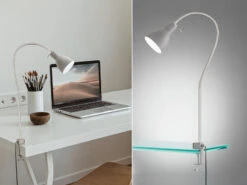 Fischer & Honsel Flexible Klemmleuchte LOLLAND Grau - Leselampe Für Bett & Sofa