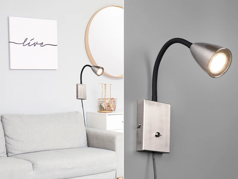 MeineWunschleuchte Flexible LED Leselampe, Wandleuchte Mit & Ohne Stecker, Silber Matt 3 MeineWunschleuchte Flexible LED Leselampe, Wandleuchte Mit & Ohne Stecker, Silber Matt