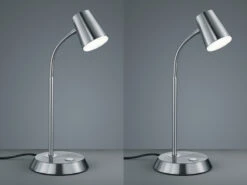 MeineWunschleuchte Flexible LED Schreibtischlampe 2er Set In Silber Matt Dimmbar