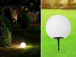 Perel Garten Kugelleuchte Mit Erdspieß & 3m Kabel, IP65 - Ø45cm