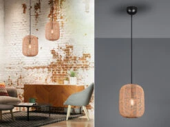 MeineWunschleuchte Geflochtene LED Hängelampe Korbleuchte Mit Sisal Lampenschirm 25cm