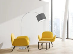 Trio Leuchten Große Bogenleuchte HOTEL Stoff Lampenschirm Grau, Höhe 150-215cm