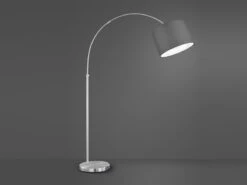 Trio Leuchten Große Bogenleuchte HOTEL Stoff Lampenschirm Grau, Höhe 150-215cm -Bestes Beleuchtungs Geschäft grosse bogenleuchte hotel stoff lampenschirm grau 1 2