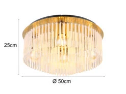 Globo Große Deckenleuchte GORLEY Mit Transparenten Echtglas Stäben, Ø 50cm -Bestes Beleuchtungs Geschäft grosse deckenleuchte gorley mit transparenten echt 3