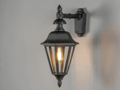 MeineWunschleuchte Große LED Außenwandleuchte Laterne Hängend, Alu Schwarz, Höhe 54cm -Bestes Beleuchtungs Geschäft grosse led aussenwandleuchte laterne haengend alu 1 3