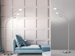 Fischer & Honsel Große LED Bogenlampe DENT Dimmbar Design Silber - Höhe 185cm