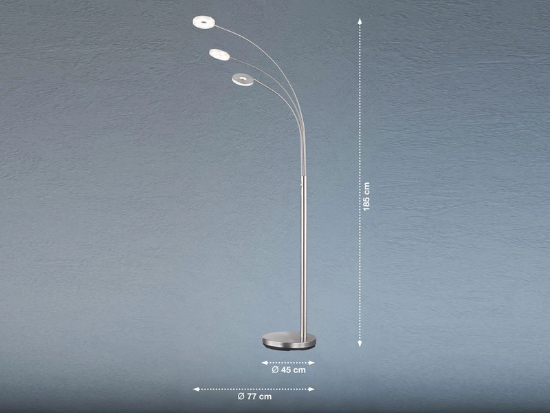 Fischer & Honsel Große LED Bogenlampe DENT Dimmbar Design Silber - Höhe 185cm 6 Fischer & Honsel Große LED Bogenlampe DENT Dimmbar Design Silber - Höhe 185cm – Bild 4