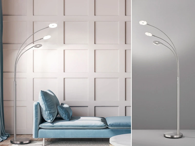 Fischer & Honsel Große LED Bogenlampe DENT Dimmbar Design Silber - Höhe 185cm 3 Fischer & Honsel Große LED Bogenlampe DENT Dimmbar Design Silber - Höhe 185cm