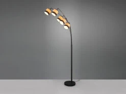 MeineWunschleuchte Große LED Bogenleuchte 5-flammig Lampenschirme In Holzoptik, Höhe 200cm -Bestes Beleuchtungs Geschäft grosse led bogenleuchte 5 flammig lampenschirme in 2