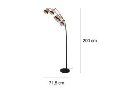MeineWunschleuchte Große LED Bogenleuchte 5-flammig Lampenschirme In Holzoptik, Höhe 200cm -Bestes Beleuchtungs Geschäft grosse led bogenleuchte 5 flammig lampenschirme in 3