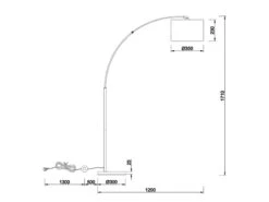 MeineWunschleuchte Große LED Bogenleuchte Mit Stoffschirm Schwarz Innen Gold - Höhe 171cm -Bestes Beleuchtungs Geschäft grosse led bogenleuchte mit stoffschirm schwarz in 8
