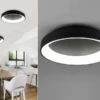 Trio Leuchten Große LED Deckenleuchte GIRONA Schwarz Ø 60 Cm Mit Fernbedienung & Dimmer -Bestes Beleuchtungs Geschäft grosse led deckenleuchte girona schwarz 60 cm mit
