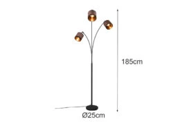 MeineWunschleuchte Große LED Stehleuchte 3-flammig Mit Stoffschirmen In Taupe/Gold, Höhe 185cm -Bestes Beleuchtungs Geschäft grosse led stehleuchte 3 flammig mit stoffschirmen 5