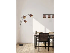 MeineWunschleuchte Große LED Stehleuchte 3-flammig Mit Stoffschirmen In Taupe/Gold, Höhe 185cm -Bestes Beleuchtungs Geschäft grosse led stehleuchte 3 flammig mit stoffschirmen 7