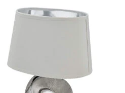 MeineWunschleuchte Große LED Tischleuchte 1 Flammig Keramikfuß Silberfarbig Schirm Weiß Höhe 52cm -Bestes Beleuchtungs Geschäft grosse led tischleuchte 1 flammig keramikfuss silb 4