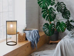 MeineWunschleuchte Große LED Tischleuchte Mit Geflecht In Rattan Optik 56cm - Hocker / Bodenlampe -Bestes Beleuchtungs Geschäft grosse led tischleuchte mit geflecht in rattan opt 4