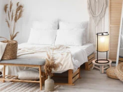 MeineWunschleuchte Große LED Tischleuchte Mit Geflecht In Rattan Optik 56cm - Hocker / Bodenlampe -Bestes Beleuchtungs Geschäft grosse led tischleuchte mit geflecht in rattan opt 5