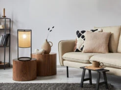 MeineWunschleuchte Große LED Tischleuchte Mit Geflecht In Rattan Optik 56cm - Hocker / Bodenlampe -Bestes Beleuchtungs Geschäft grosse led tischleuchte mit geflecht in rattan opt 6