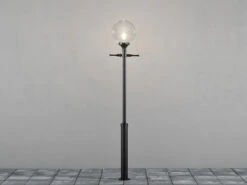 Konstsmide Große Mastleuchte ORION Aluminium Schwarz Mit Glaskugel, Höhe 240cm