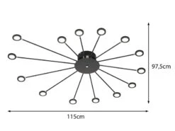 Trio Leuchten Große Schwenkbare LED Deckenleuchte PEACOCK Schwarz Matt In 3 Stufen Dimmbar -Bestes Beleuchtungs Geschäft grosse schwenkbare led deckenleuchte peacock schwa 2