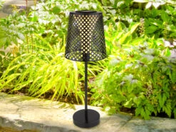 Globo Große Solar Tischleuchte, Metall Schwarz Mit Musterstanzungen Höhe 50cm -Bestes Beleuchtungs Geschäft grosse solar tischleuchte metall schwarz mit muste 3