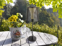 Globo Große Solar Tischleuchte, Metall Schwarz Mit Musterstanzungen Höhe 50cm -Bestes Beleuchtungs Geschäft grosse solar tischleuchte metall schwarz mit muste 4