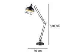 Reality Leuchten Große Stehlampe SALVADOR Metall Schwarz/Gold Höhe 180 Cm -Bestes Beleuchtungs Geschäft grosse stehlampe salvador metall schwarz gold hoeh 3