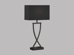 Fischer & Honsel Große Tischlampe ANNI Schwarz Mit Stoffschirm Eckig Innen Gold - Höhe 51cm -Bestes Beleuchtungs Geschäft grosse tischlampe anni schwarz mit stoffschirm eck 2