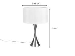 Trio Leuchten Große Tischlampe SABIA Silber Matt Mit Stoffschirm Weiß - Höhe 62cm -Bestes Beleuchtungs Geschäft grosse tischlampe sabia silber matt mit stoffschir 2