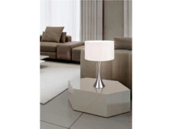 Trio Leuchten Große Tischlampe SABIA Silber Matt Mit Stoffschirm Weiß - Höhe 62cm -Bestes Beleuchtungs Geschäft grosse tischlampe sabia silber matt mit stoffschir 4