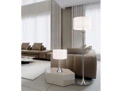 Trio Leuchten Große Tischlampe SABIA Silber Matt Mit Stoffschirm Weiß - Höhe 62cm -Bestes Beleuchtungs Geschäft grosse tischlampe sabia silber matt mit stoffschir 5