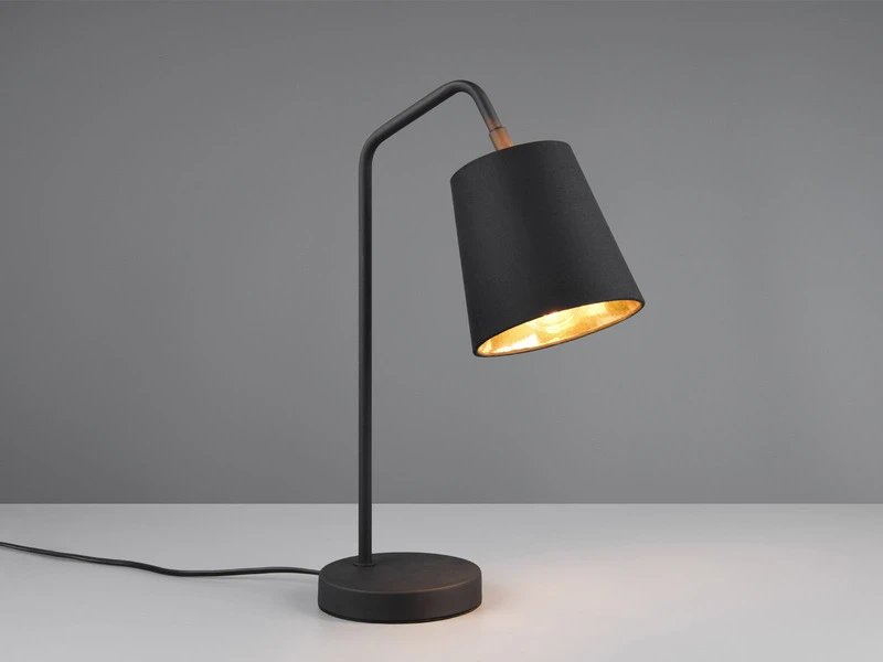 MeineWunschleuchte Große Tischleuchte Spot Schwenkbar, Metall & Stoffschirm Schwarz/Gold, Höhe 45cm 5 MeineWunschleuchte Große Tischleuchte Spot Schwenkbar, Metall & Stoffschirm Schwarz/Gold, Höhe 45cm – Bild 3